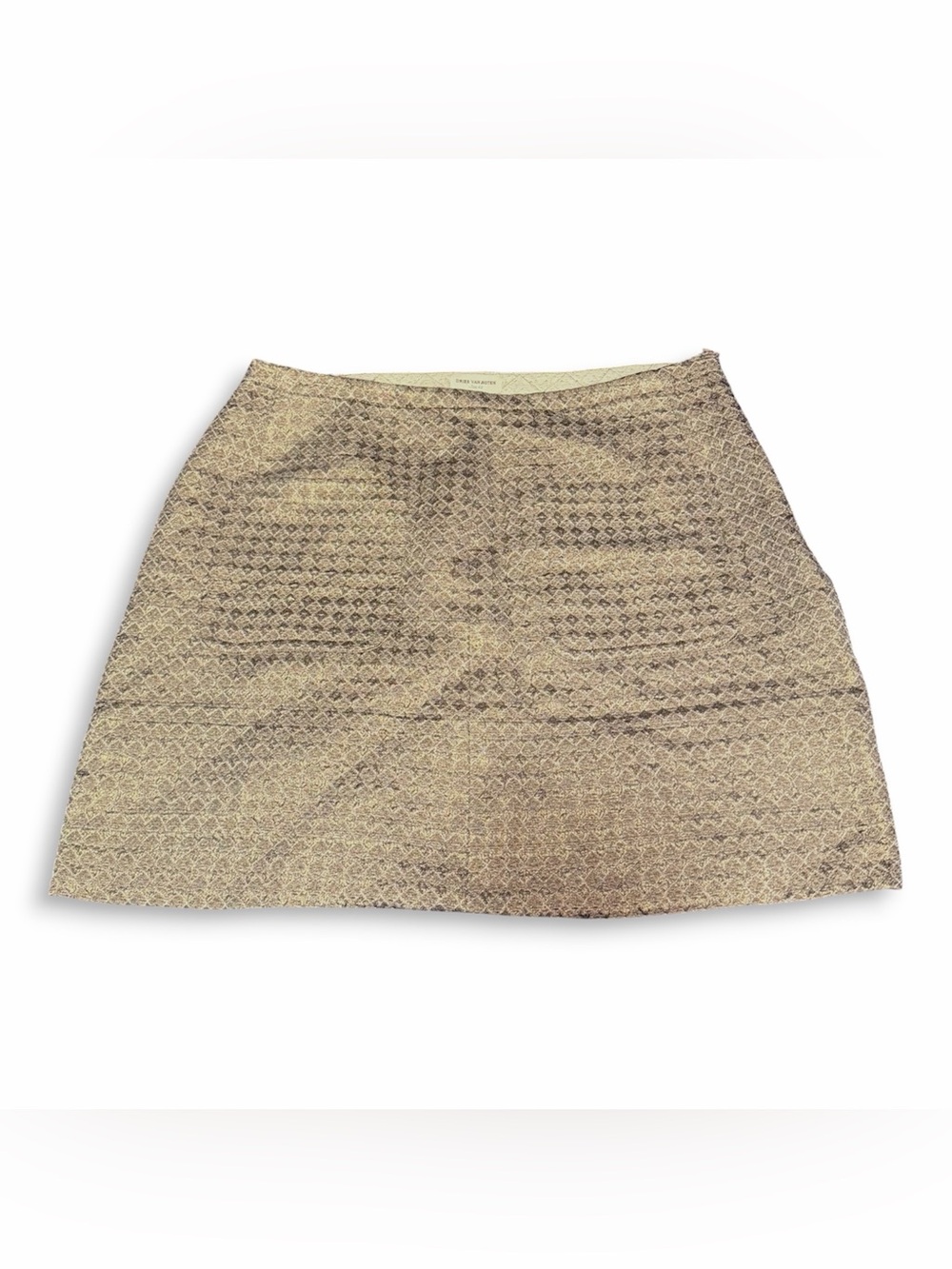 DRIES VAN NOTEN Gold Silver Jacquard Textured Mini Skirt